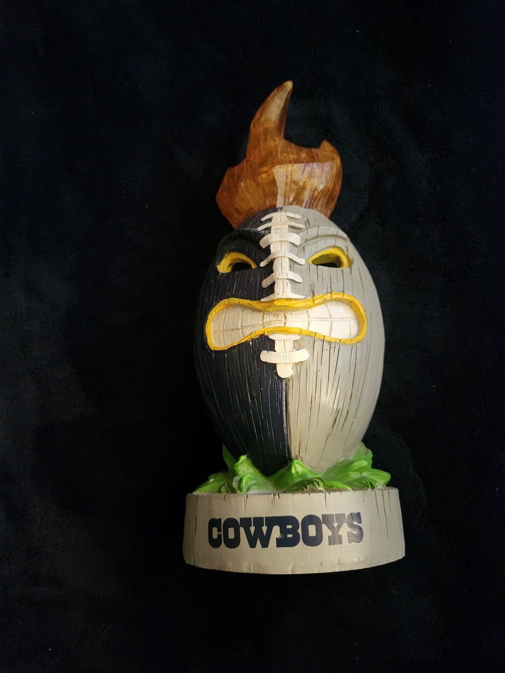 NFL Cowboys Split Black Gray Mask Sculpture with Yellow Accents